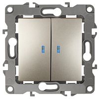 Выключатель с подсветкой без рамки Эра S12 2-кл 10А шампань картинка